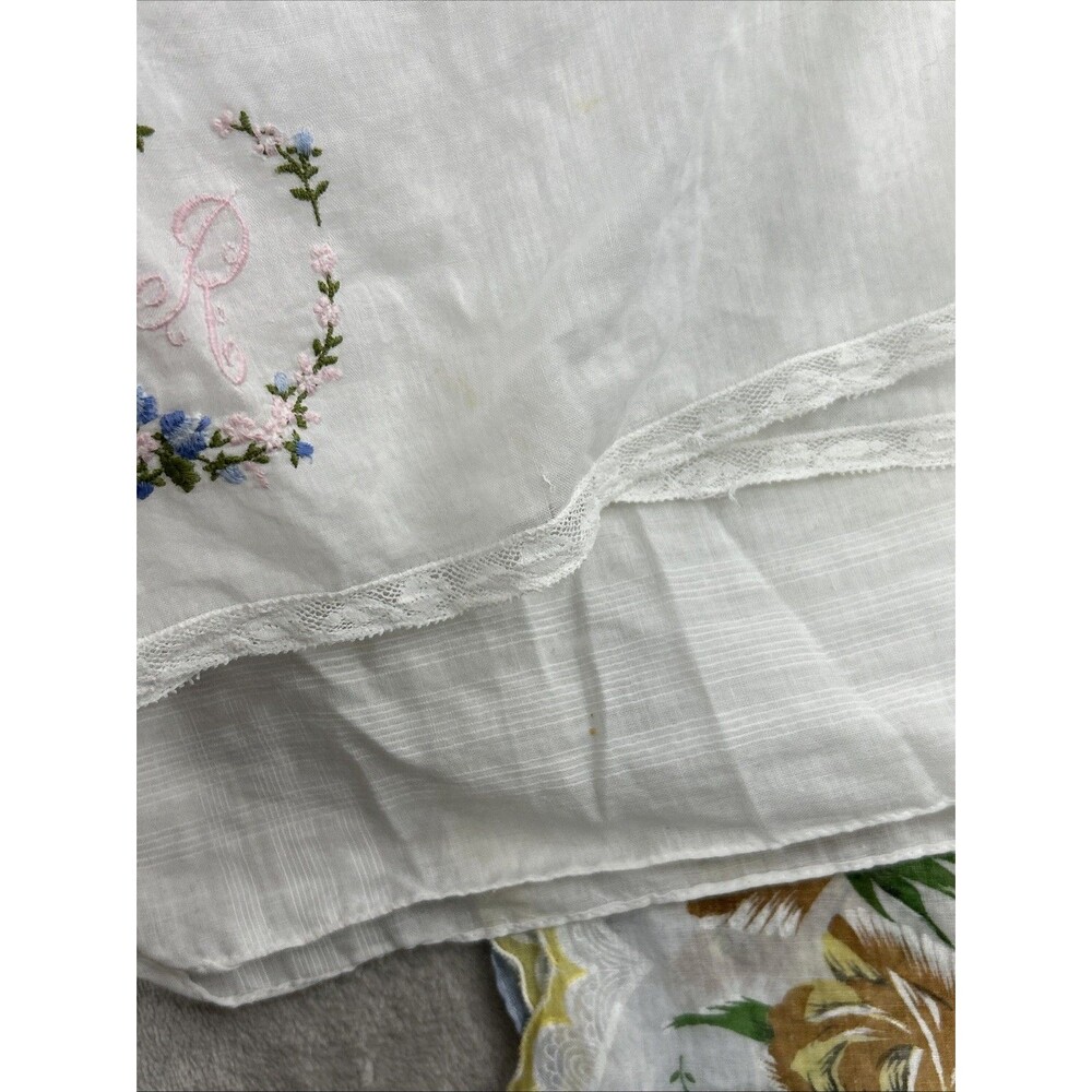 Vtg Erin O'Dell Handkerchief Hankie Lot Floral Embroidered Mother Mix Brands - Picture 10 of 10